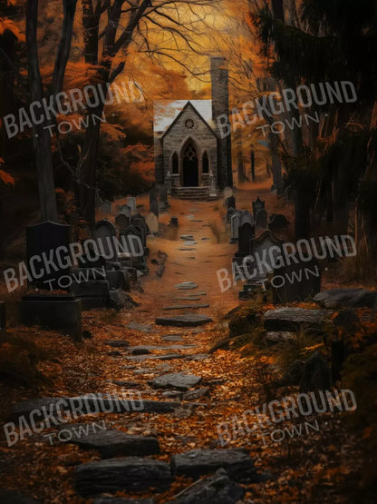 Fall Walk Throught The Cemetary 6’X8’ Fleece (72 X 96 Inch) Backdrop