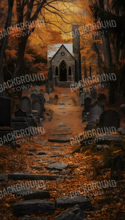 Fall Walk Throught The Cemetary 8’X14’ Ultracloth (96 X 168 Inch) Backdrop