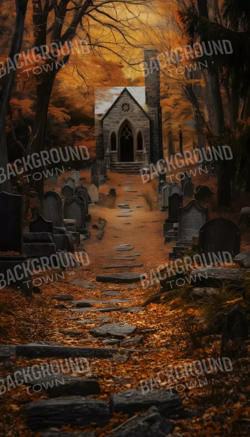 Fall Walk Throught The Cemetary 8’X14’ Ultracloth (96 X 168 Inch) Backdrop