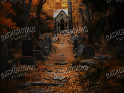 Fall Walk Throught The Cemetary 8’X6’ Fleece (96 X 72 Inch) Backdrop