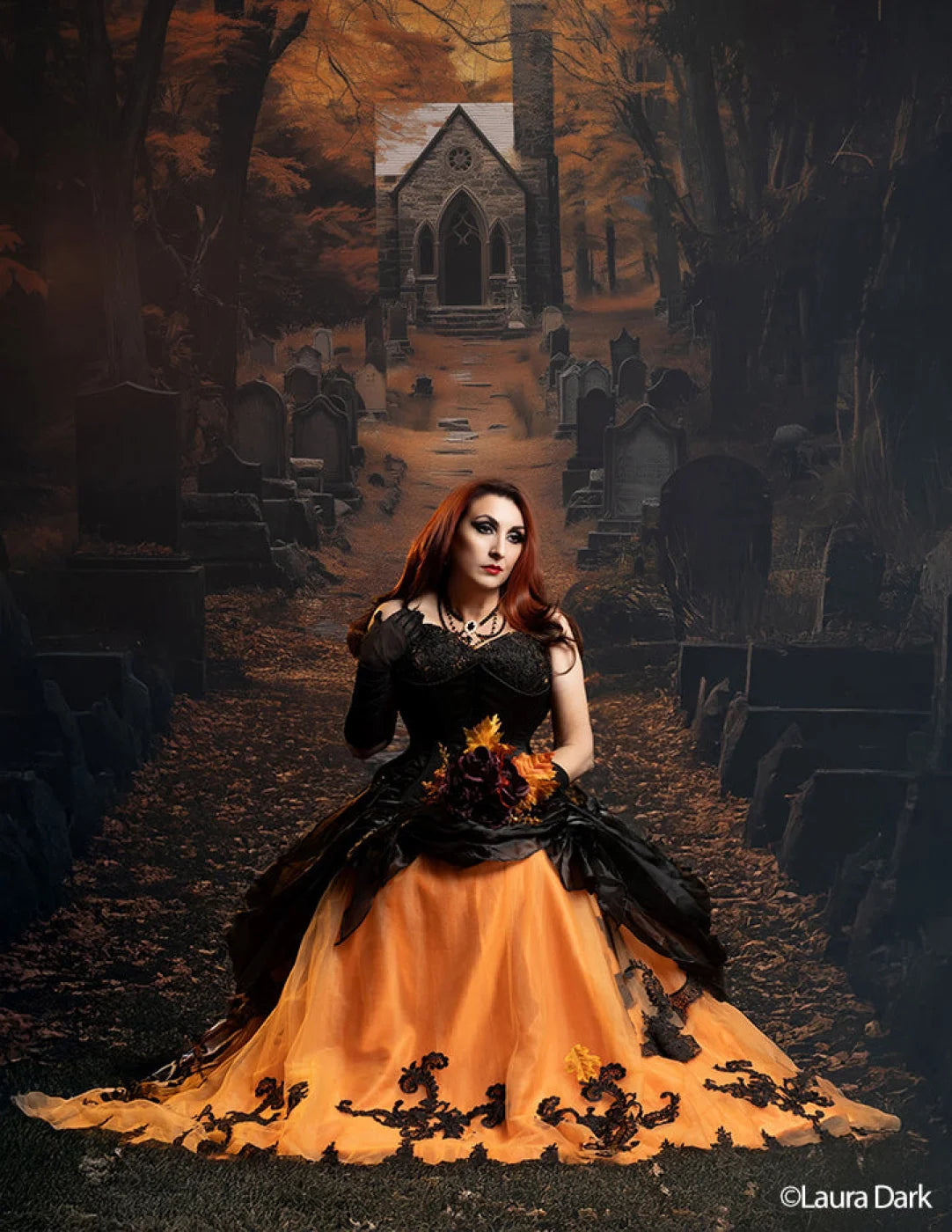 Fall Walk Through The Cemetery Backdrop