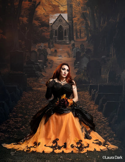Fall Walk Through The Cemetery Backdrop
