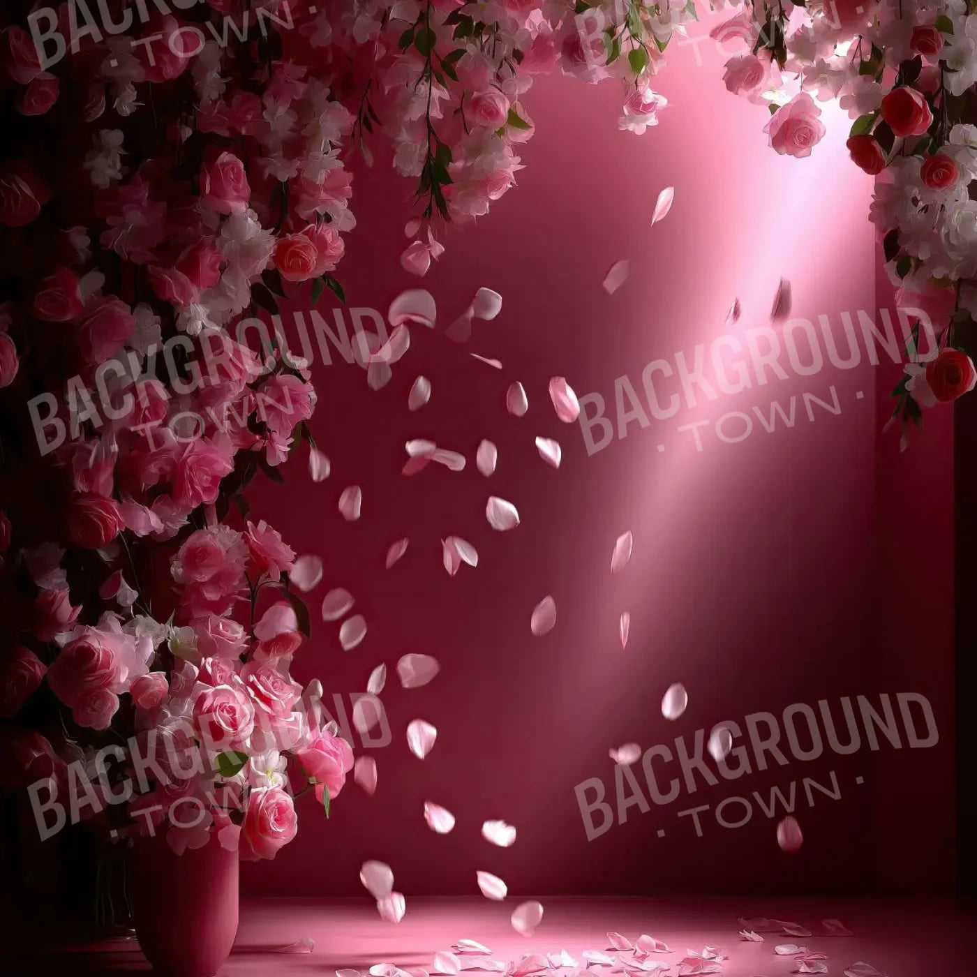 Falling Flower Petals 8’x8’ Fleece (96 x 96 inch) Backdrop
