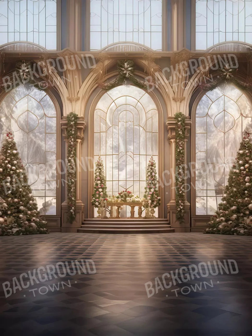 Fancy Holiday Ballroom 8X10 Fleece ( 96 X 120 Inch ) Backdrop