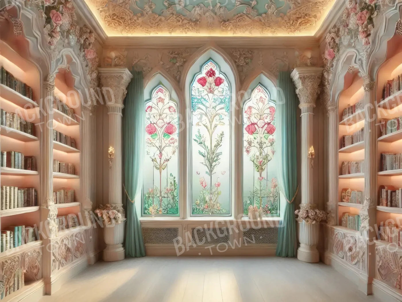 Fancy Library I 6’8x5’ Fleece (80 x 60 inch) Backdrop