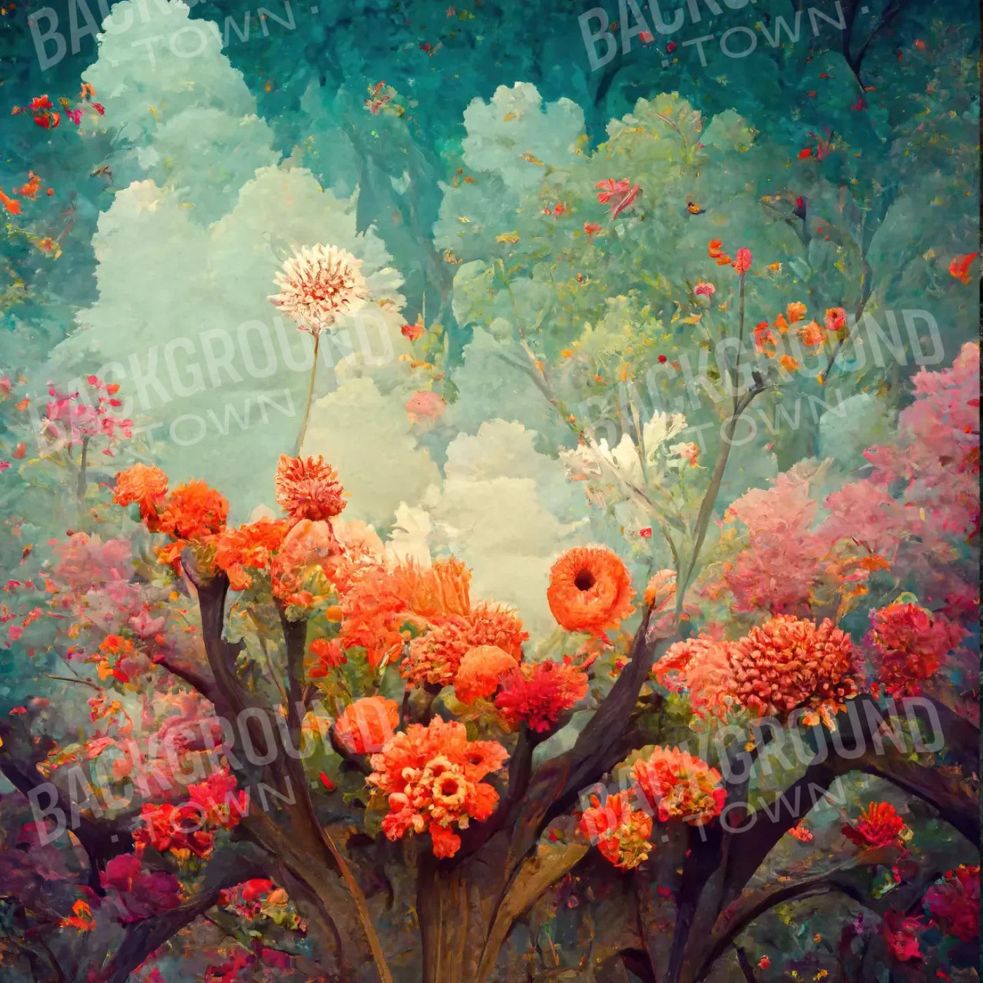 Fantasy Meadow Orange 10X10 Ultracloth ( 120 X Inch ) Backdrop