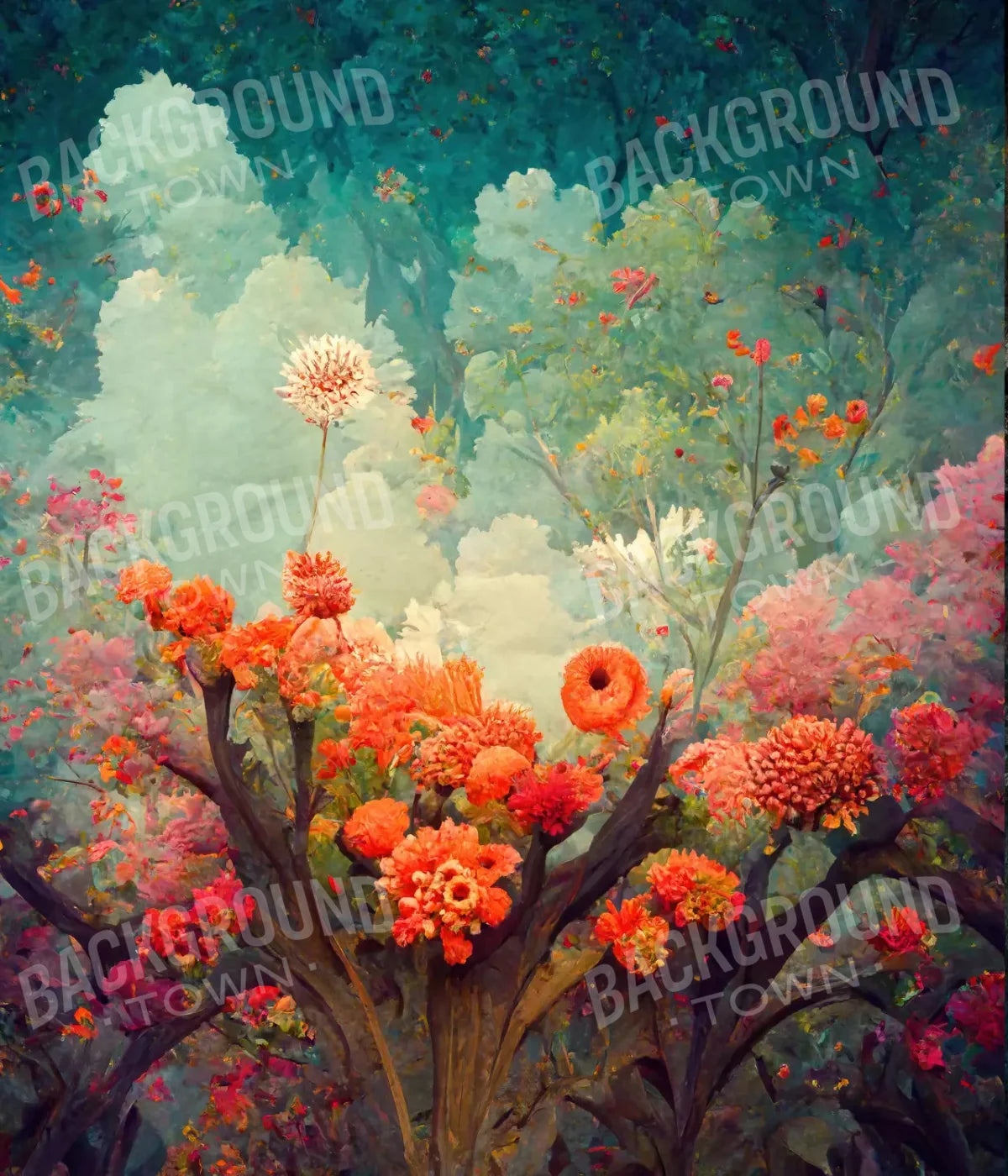 Fantasy Meadow Orange 10X12 Ultracloth ( 120 X 144 Inch ) Backdrop