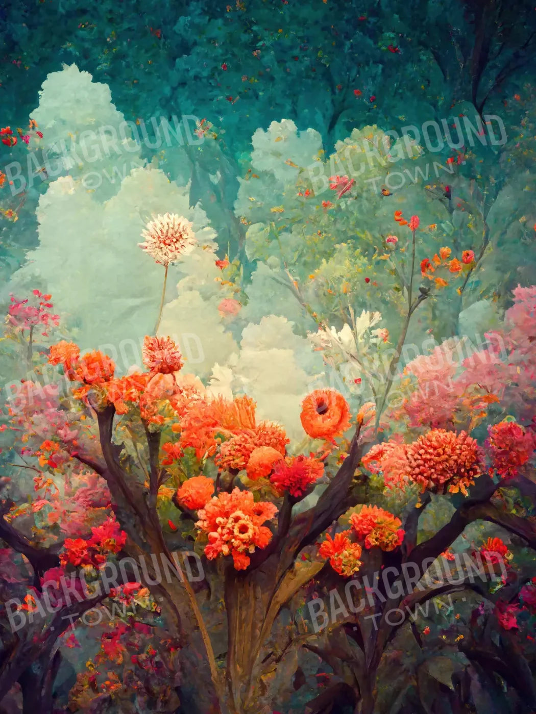 Fantasy Meadow Orange 5X68 Fleece ( 60 X 80 Inch ) Backdrop