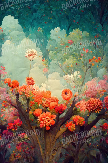 Fantasy Meadow Orange 5X8 Ultracloth ( 60 X 96 Inch ) Backdrop