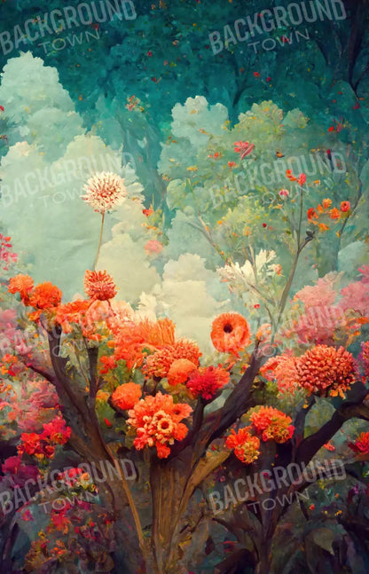 Fantasy Meadow Orange 8X12 Ultracloth ( 96 X 144 Inch ) Backdrop