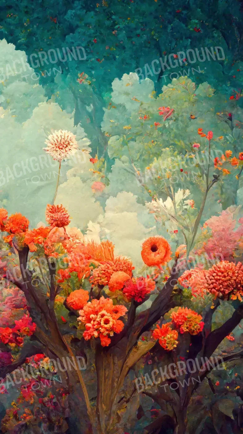 Fantasy Meadow Orange 8X14 Ultracloth ( 96 X 168 Inch ) Backdrop
