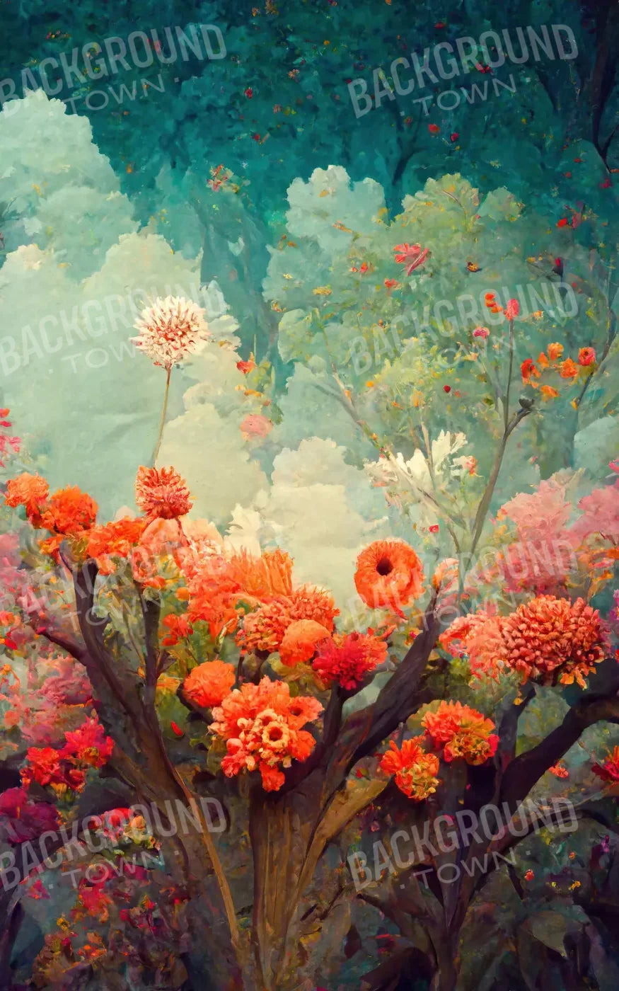 Fantasy Meadow Orange 9X14 Ultracloth ( 108 X 168 Inch ) Backdrop