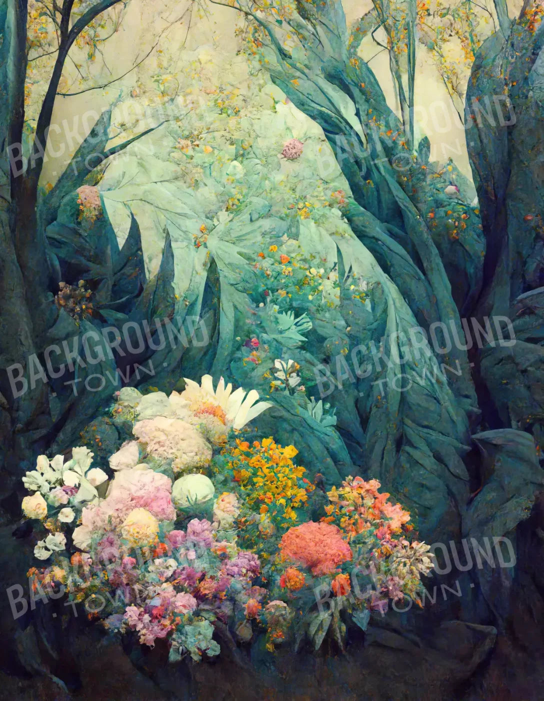 Fantasy Meadow Pastel 6X8 Fleece ( 72 X 96 Inch ) Backdrop