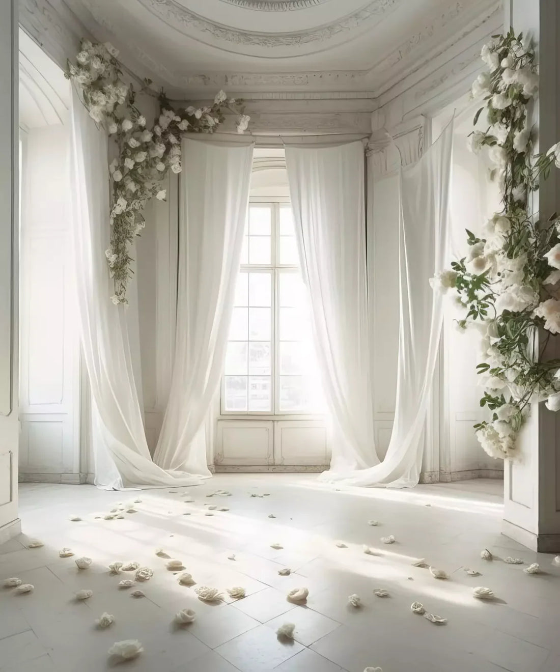 White Floral Backdrop for Photography