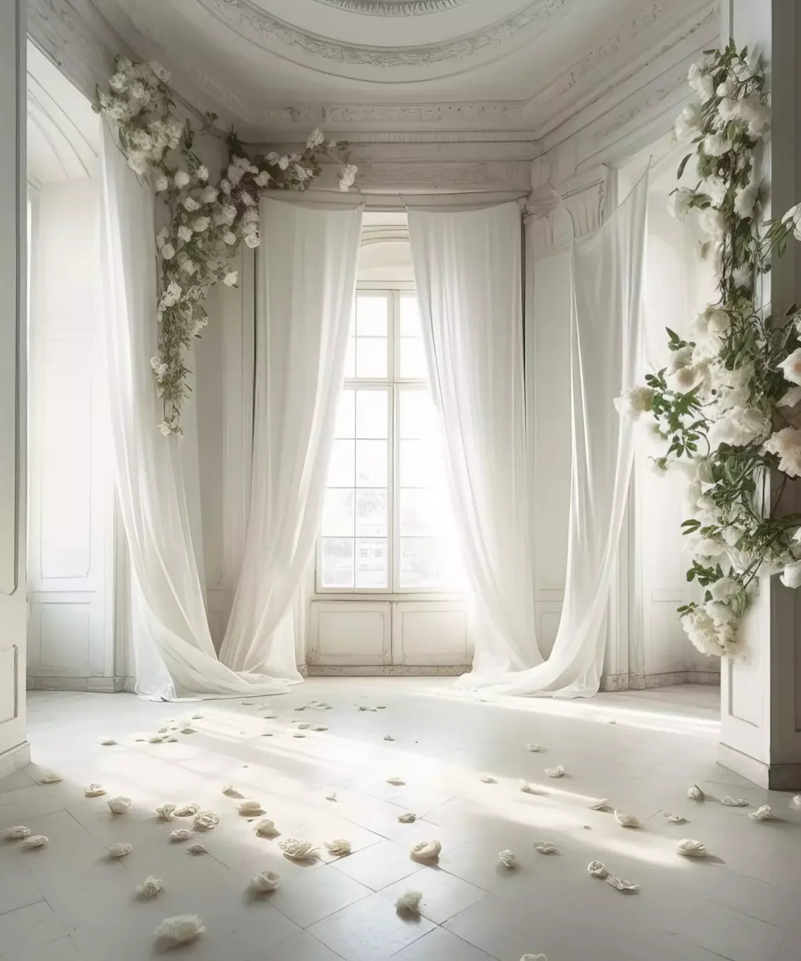 White Floral Backdrop for Photography