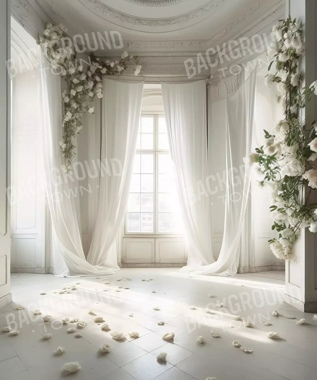 White Floral Backdrop for Photography