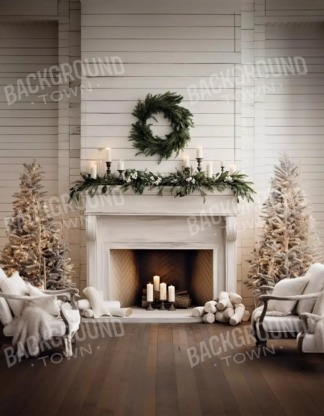 Farmhouse Christmas Iii 6X8 Fleece ( 72 X 96 Inch ) Backdrop