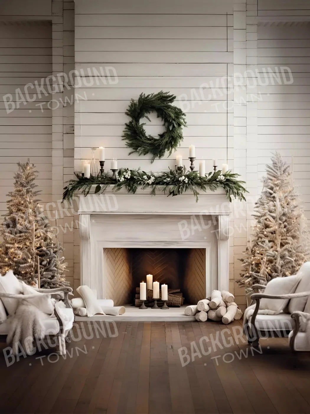 Farmhouse Christmas Iii 8X10 Fleece ( 96 X 120 Inch ) Backdrop