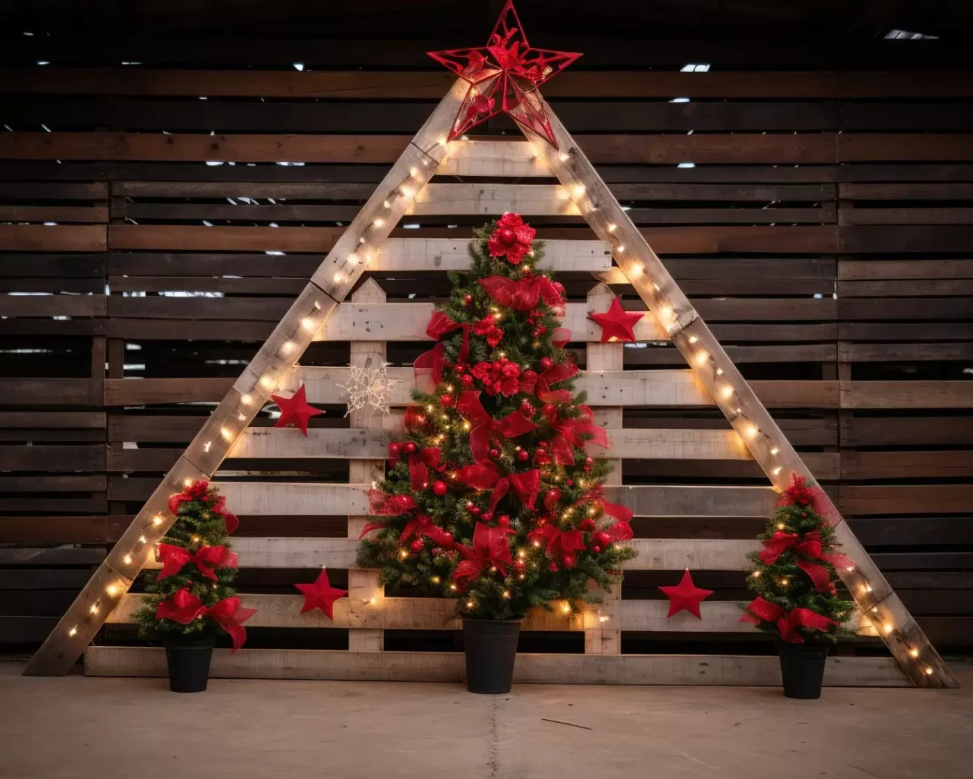 Christmas Pallet 10’X8’ Fleece (120 X 96 Inch) Backdrop