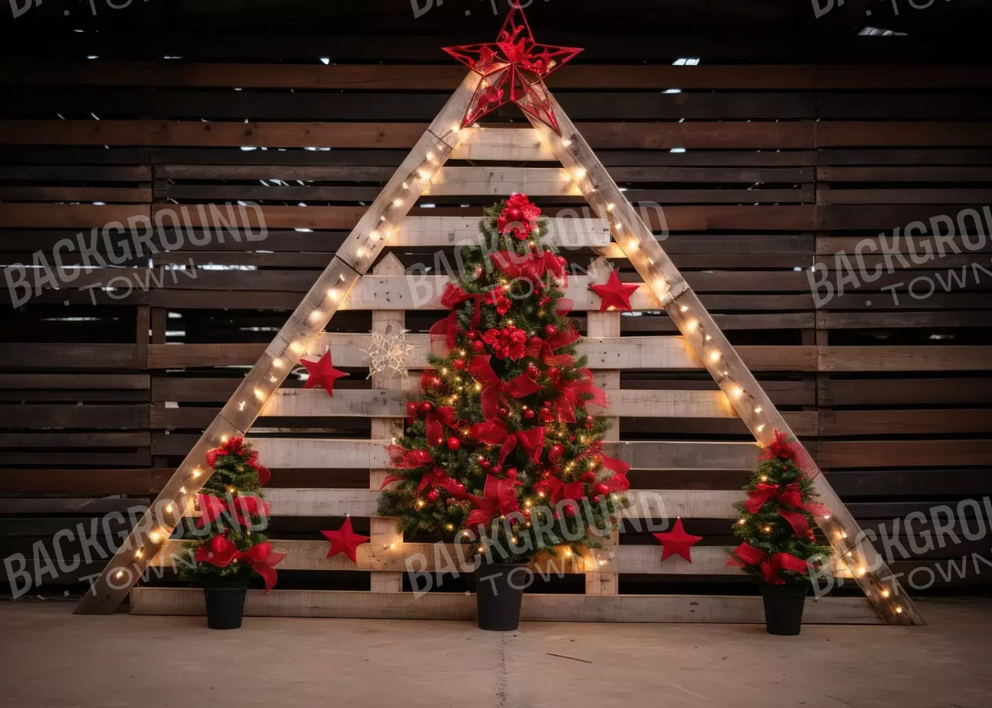 Christmas Pallet 7’X5’ Ultracloth (84 X 60 Inch) Backdrop