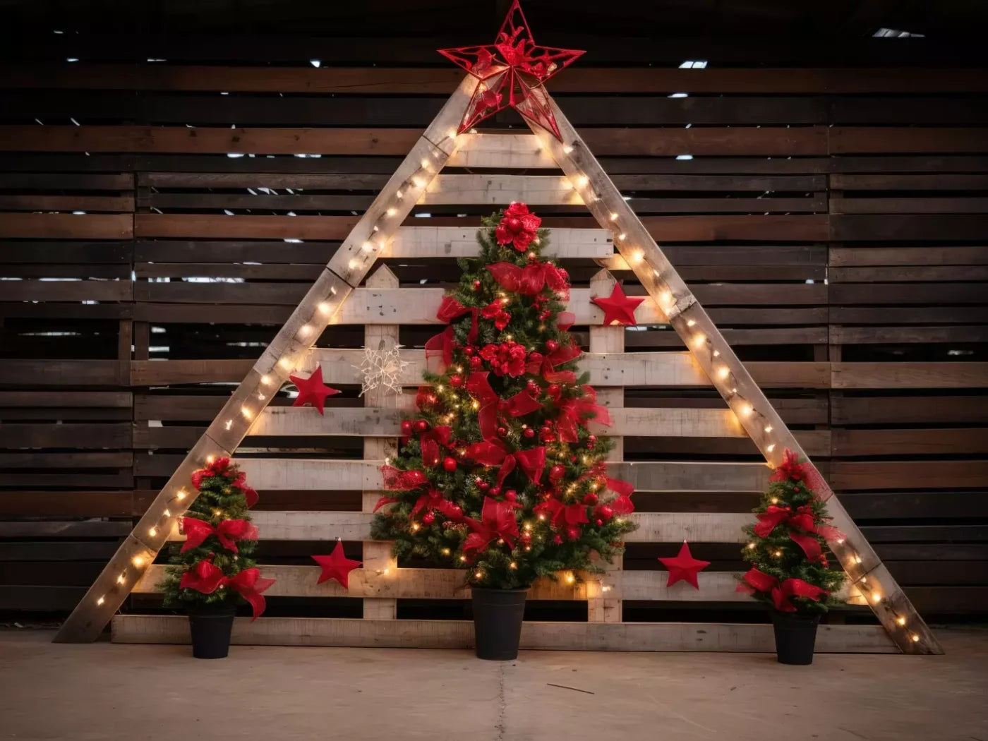 Christmas Pallet 8’X6’ Fleece (96 X 72 Inch) Backdrop