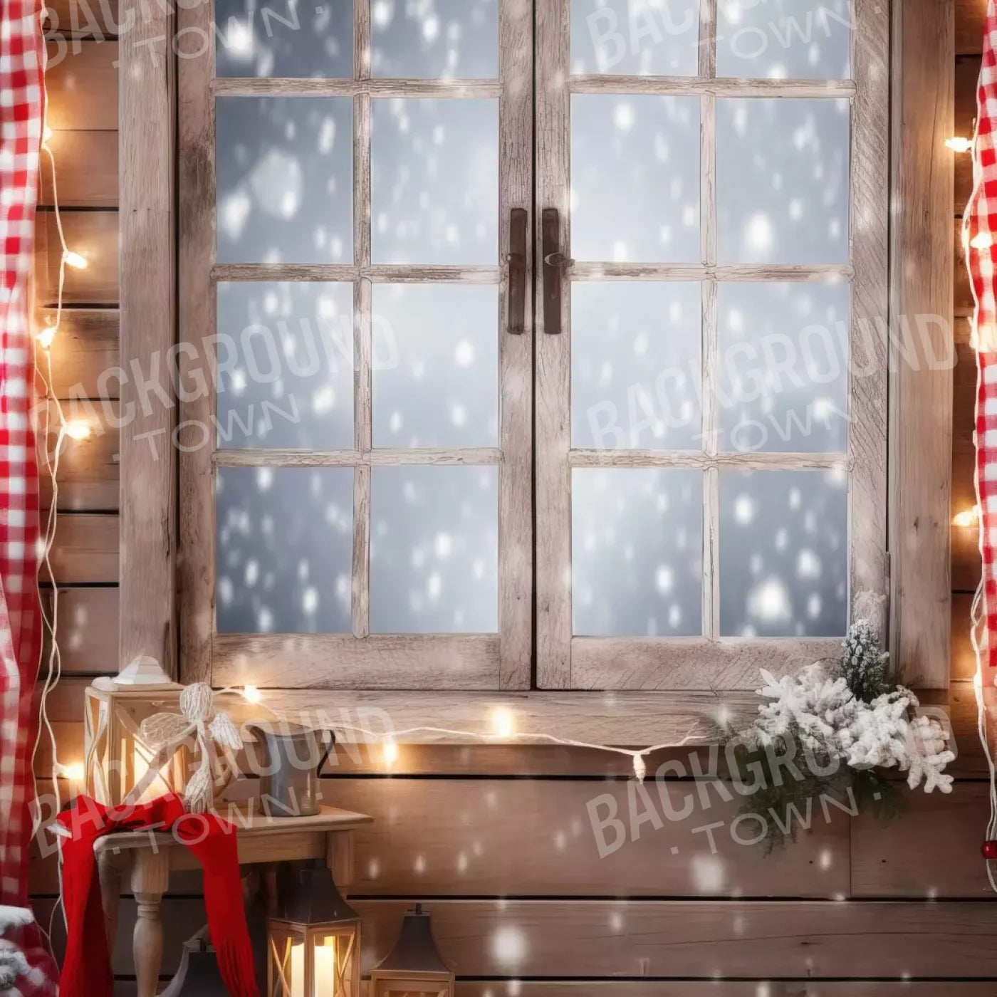 Rustic Snowy Christmas Ii 10’X10’ Ultracloth (120 X Inch) Backdrop