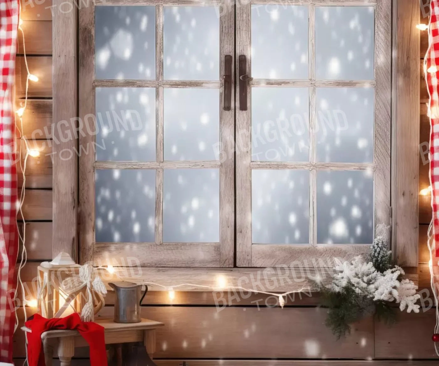 Rustic Snowy Christmas Ii 12’X10’ Ultracloth (144 X 120 Inch) Backdrop