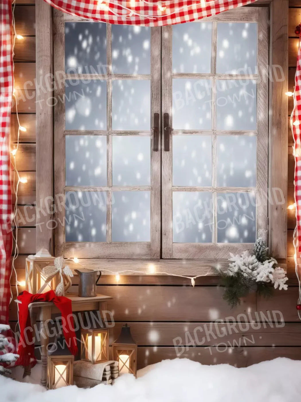 Rustic Snowy Christmas Ii 5’X6’8 Fleece (60 X 80 Inch) Backdrop