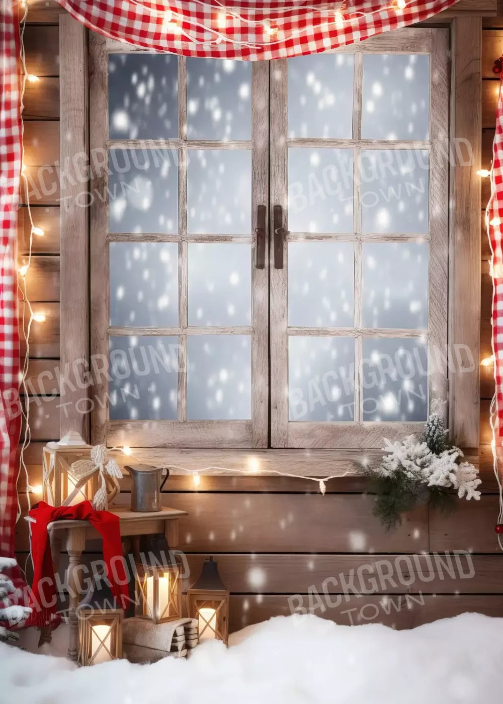 Rustic Snowy Christmas Ii 5’X7’ Ultracloth (60 X 84 Inch) Backdrop