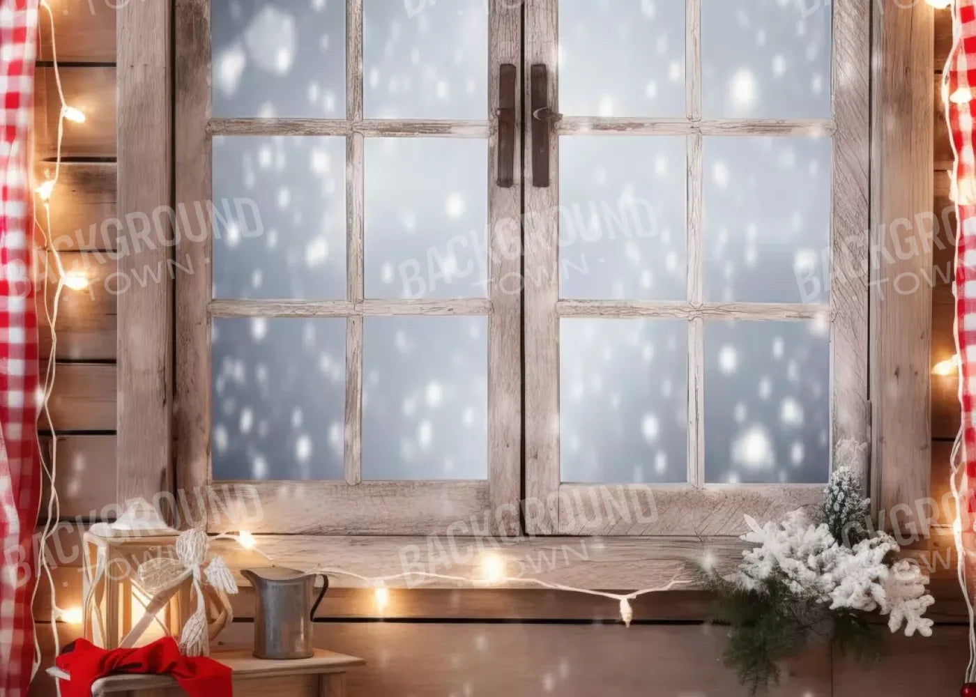 Rustic Snowy Christmas Ii 7’X5’ Ultracloth (84 X 60 Inch) Backdrop