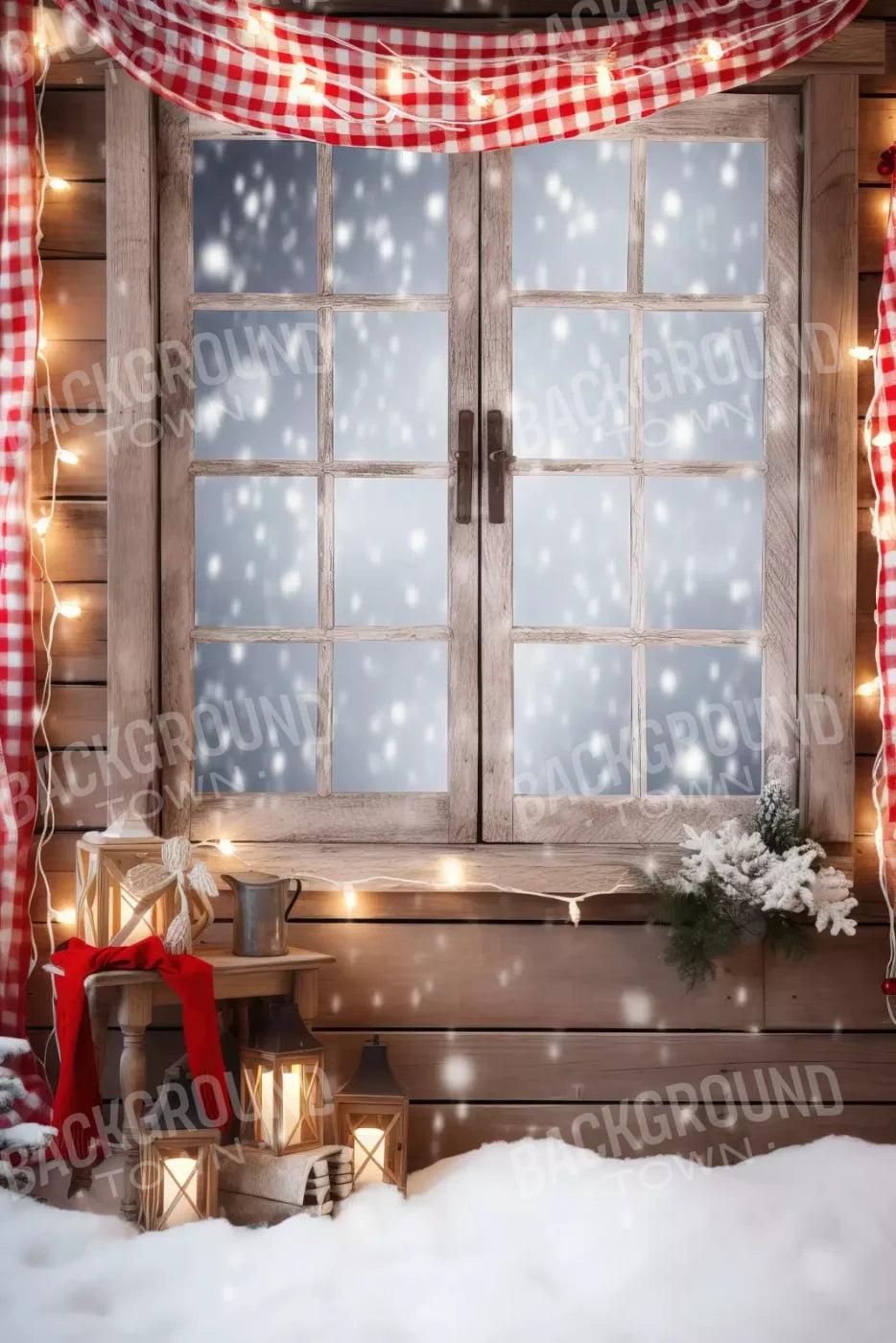 Rustic Snowy Christmas Ii 8’X12’ Ultracloth (96 X 144 Inch) Backdrop