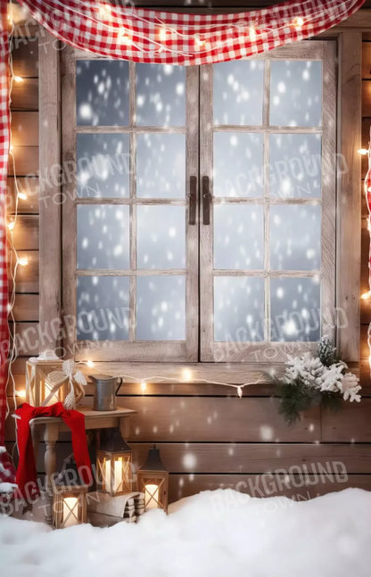 Rustic Snowy Christmas Ii 9’X14’ Ultracloth (108 X 168 Inch) Backdrop