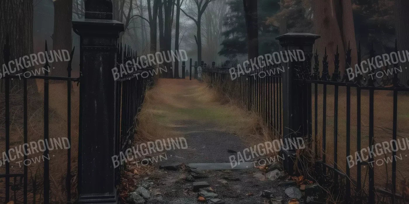 Fenced In Fall Walkway 20’X10’ Ultracloth (240 X 120 Inch) Backdrop
