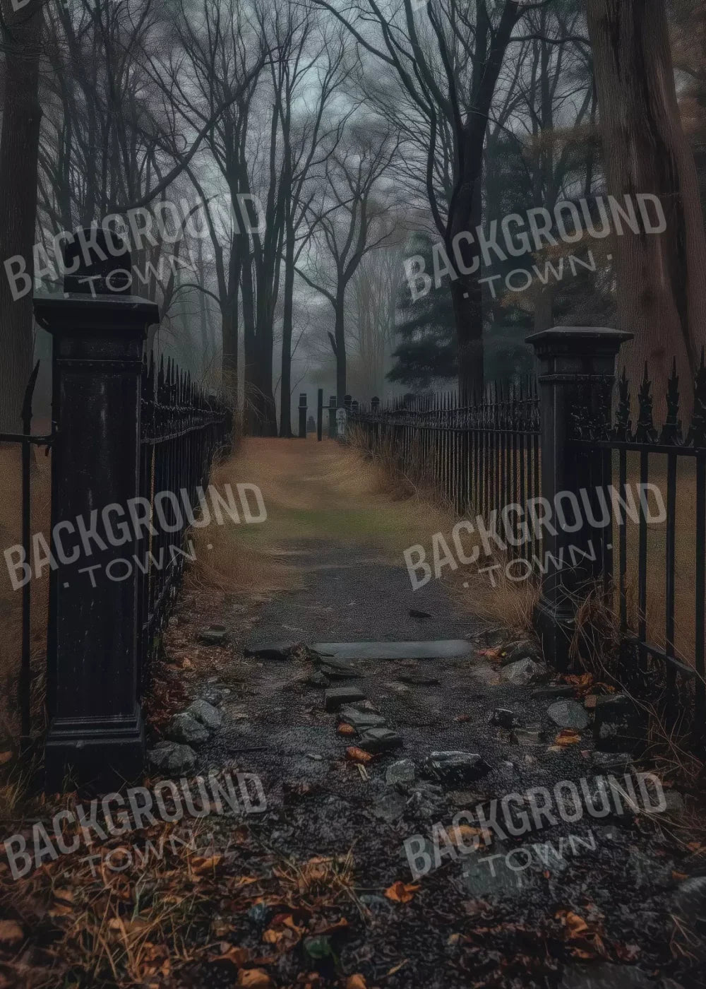 Fenced In Fall Walkway 5’X7’ Ultracloth (60 X 84 Inch) Backdrop