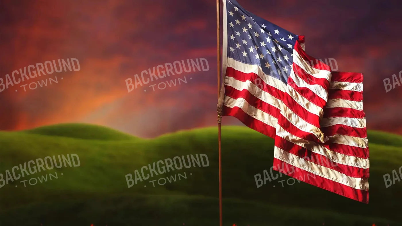 Flag In Meadow 14X8 Ultracloth ( 168 X 96 Inch ) Backdrop