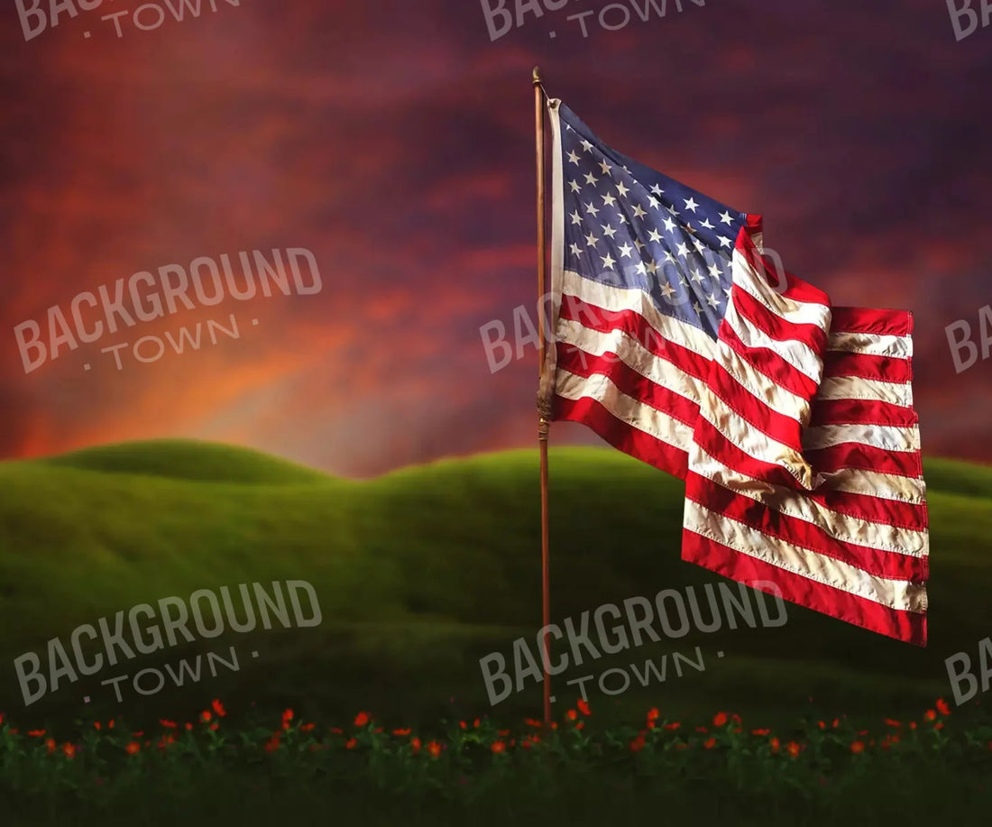 American flag in meadow Backdrop for Photography