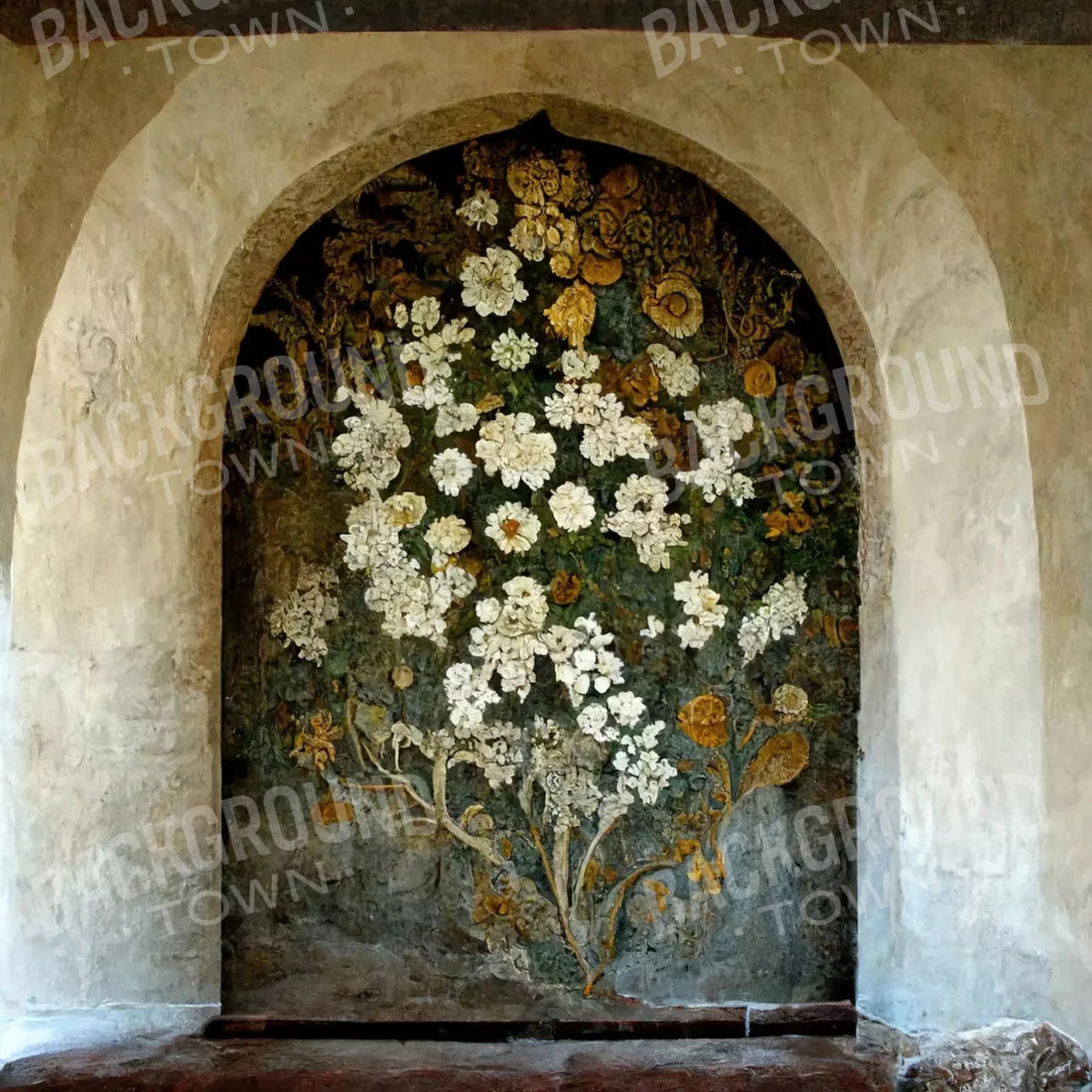 Beige Floral Backdrop for Photography