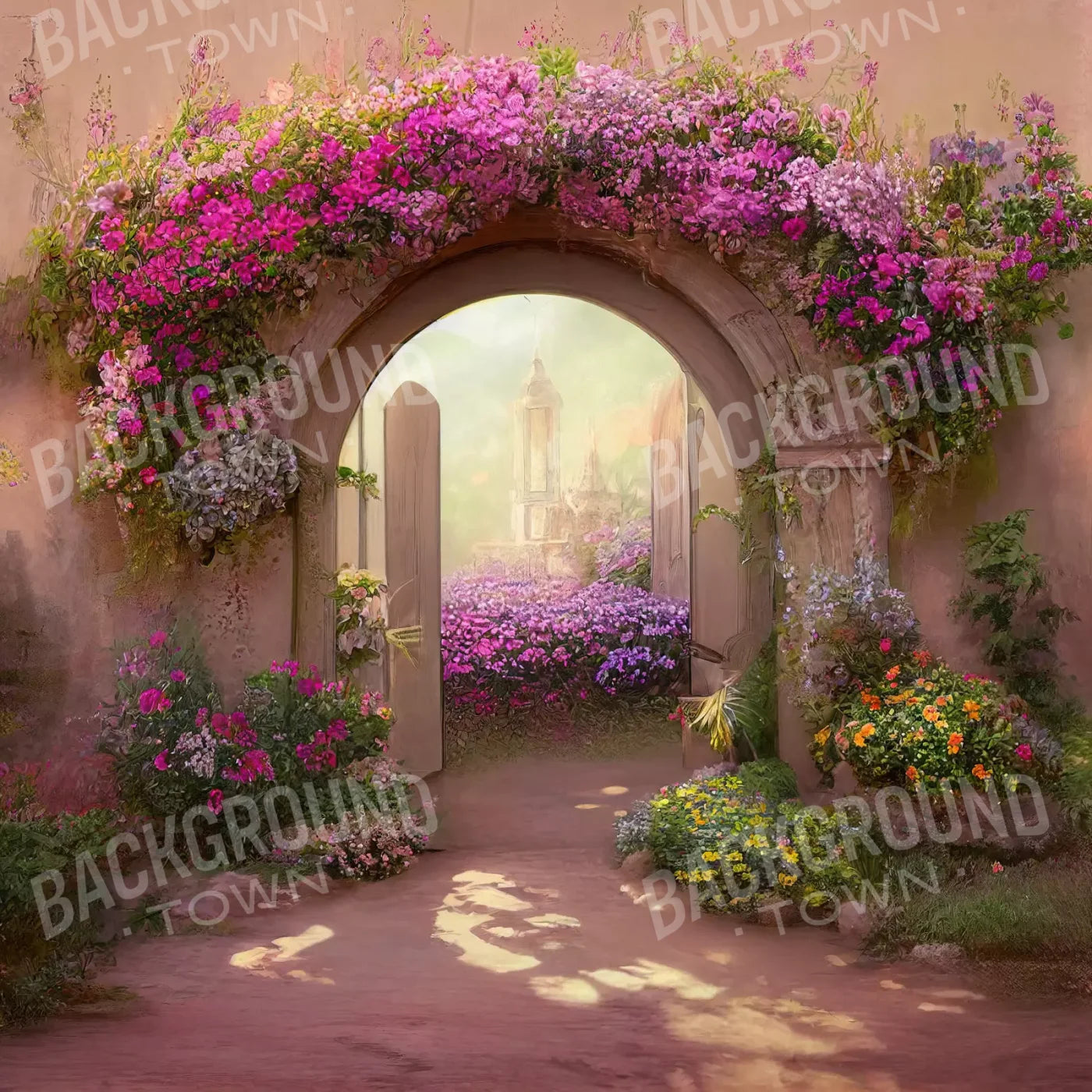 Beige Floral Backdrop for Photography