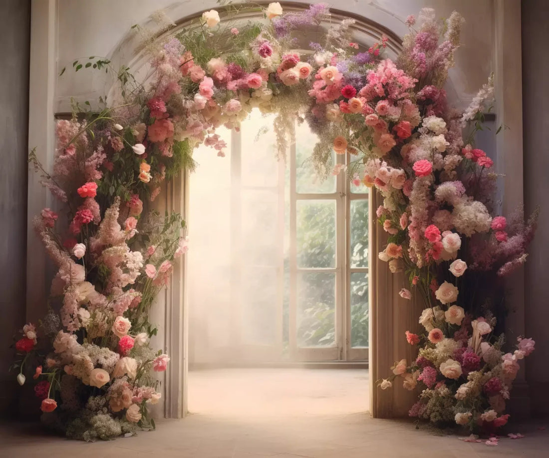 Floral Archway H 5’X4’2 Fleece (60 X 50 Inch) Backdrop