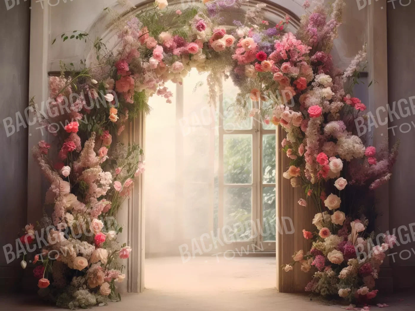 Floral Archway H 6’8X5’ Fleece (80 X 60 Inch) Backdrop