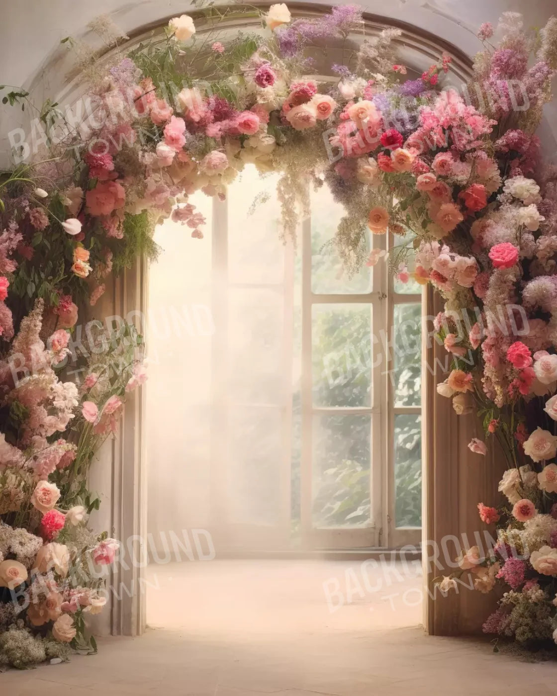 Floral Archway H 8’X10’ Fleece (96 X 120 Inch) Backdrop