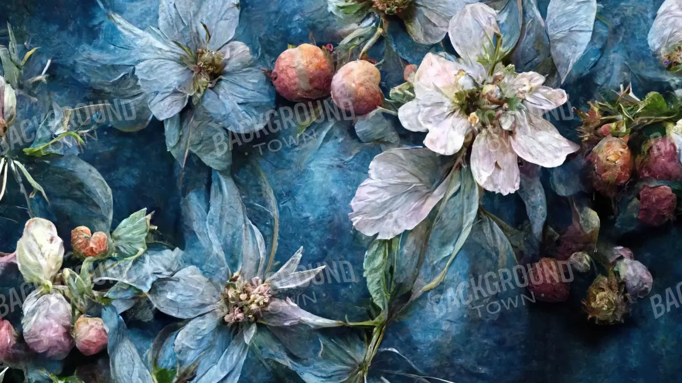 Floral Blue 14X8 Ultracloth ( 168 X 96 Inch ) Backdrop