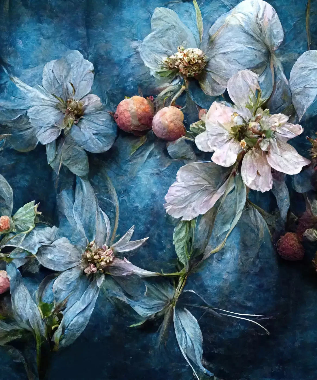 Blue Floral Backdrop for Photography