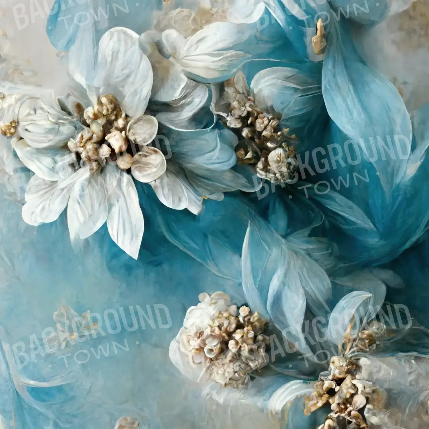 Floral Blues 10X10 Ultracloth ( 120 X Inch ) Backdrop