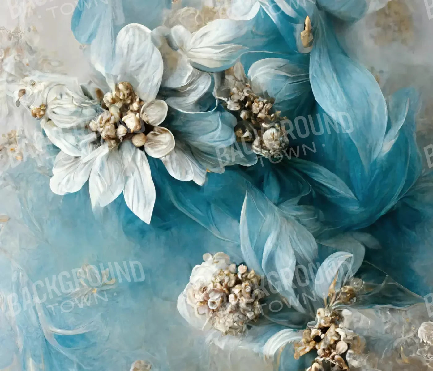 Floral Blues 12X10 Ultracloth ( 144 X 120 Inch ) Backdrop