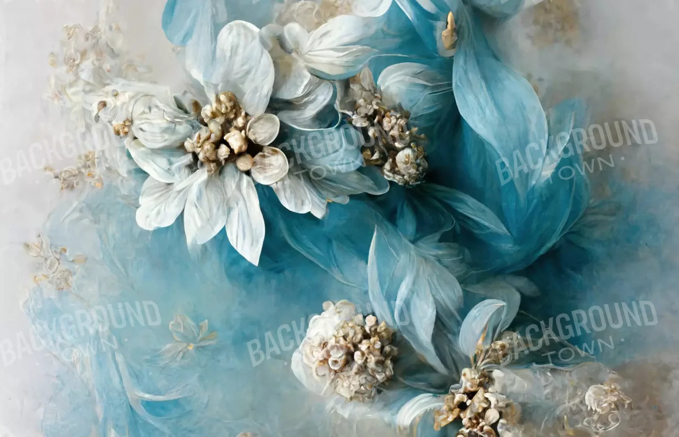 Floral Blues 12X8 Ultracloth ( 144 X 96 Inch ) Backdrop