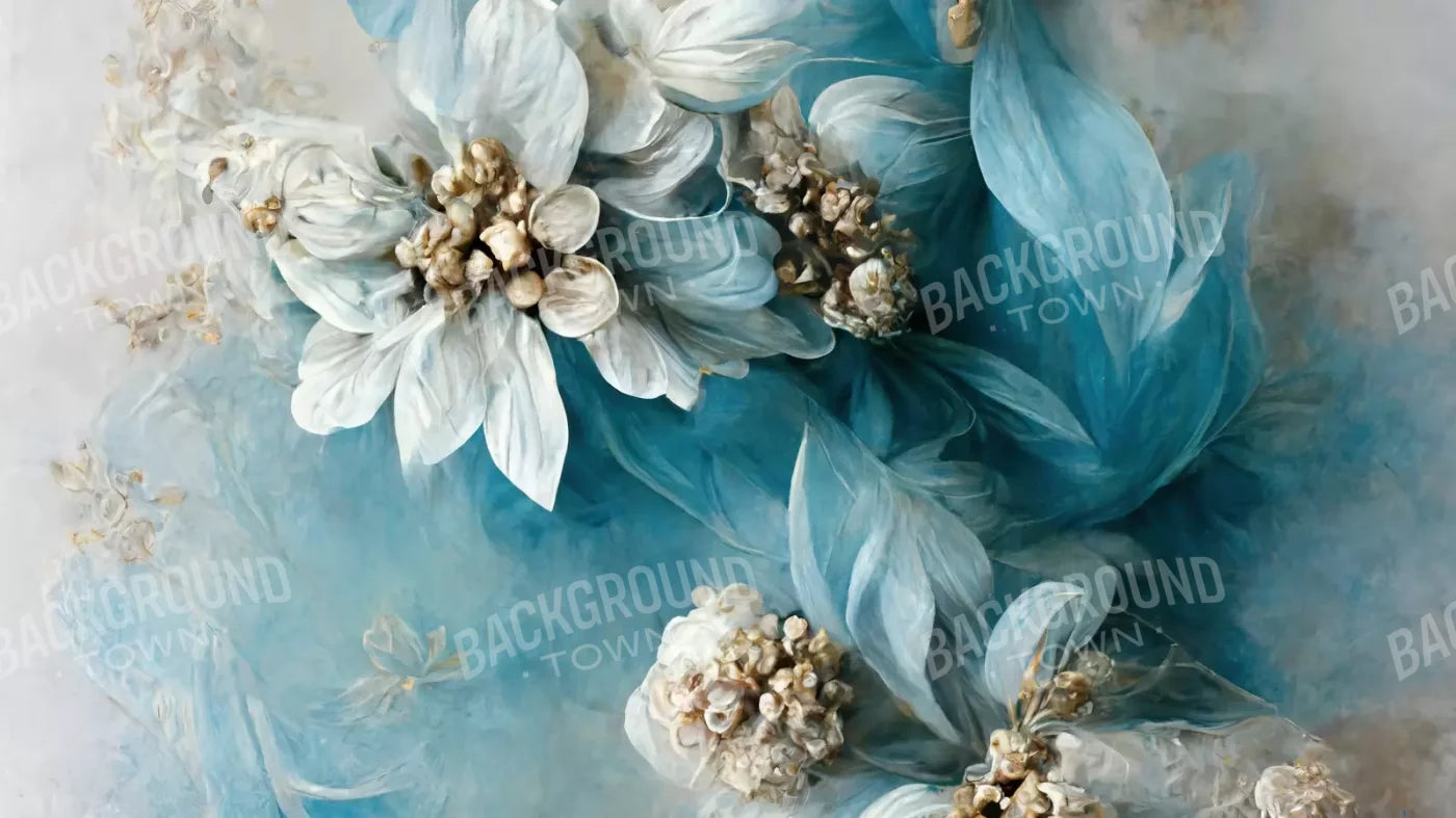 Floral Blues 14X8 Ultracloth ( 168 X 96 Inch ) Backdrop