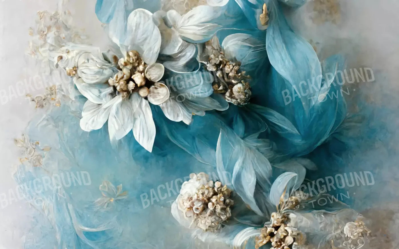 Floral Blues 14X9 Ultracloth ( 168 X 108 Inch ) Backdrop