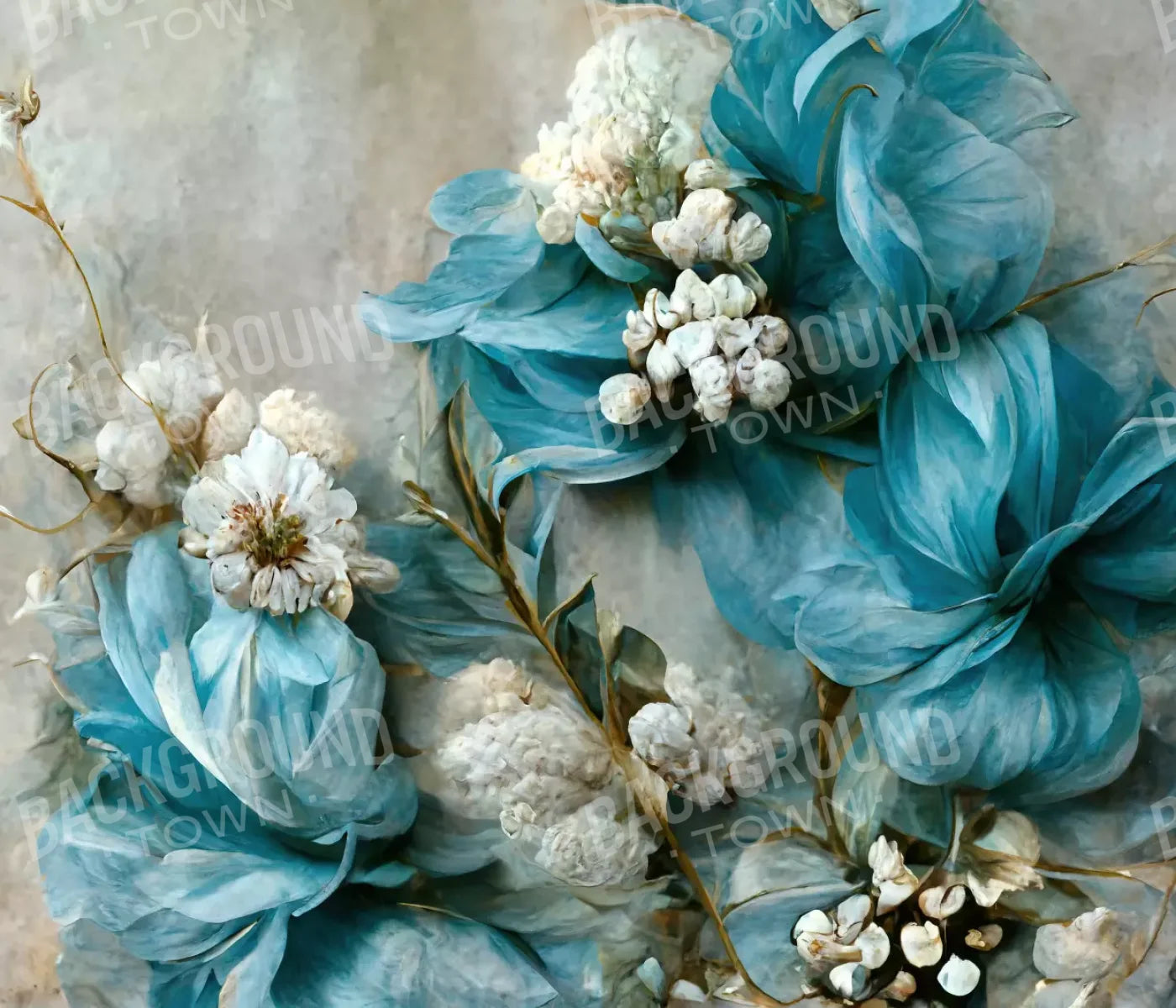Floral Blues 2 12X10 Ultracloth ( 144 X 120 Inch ) Backdrop