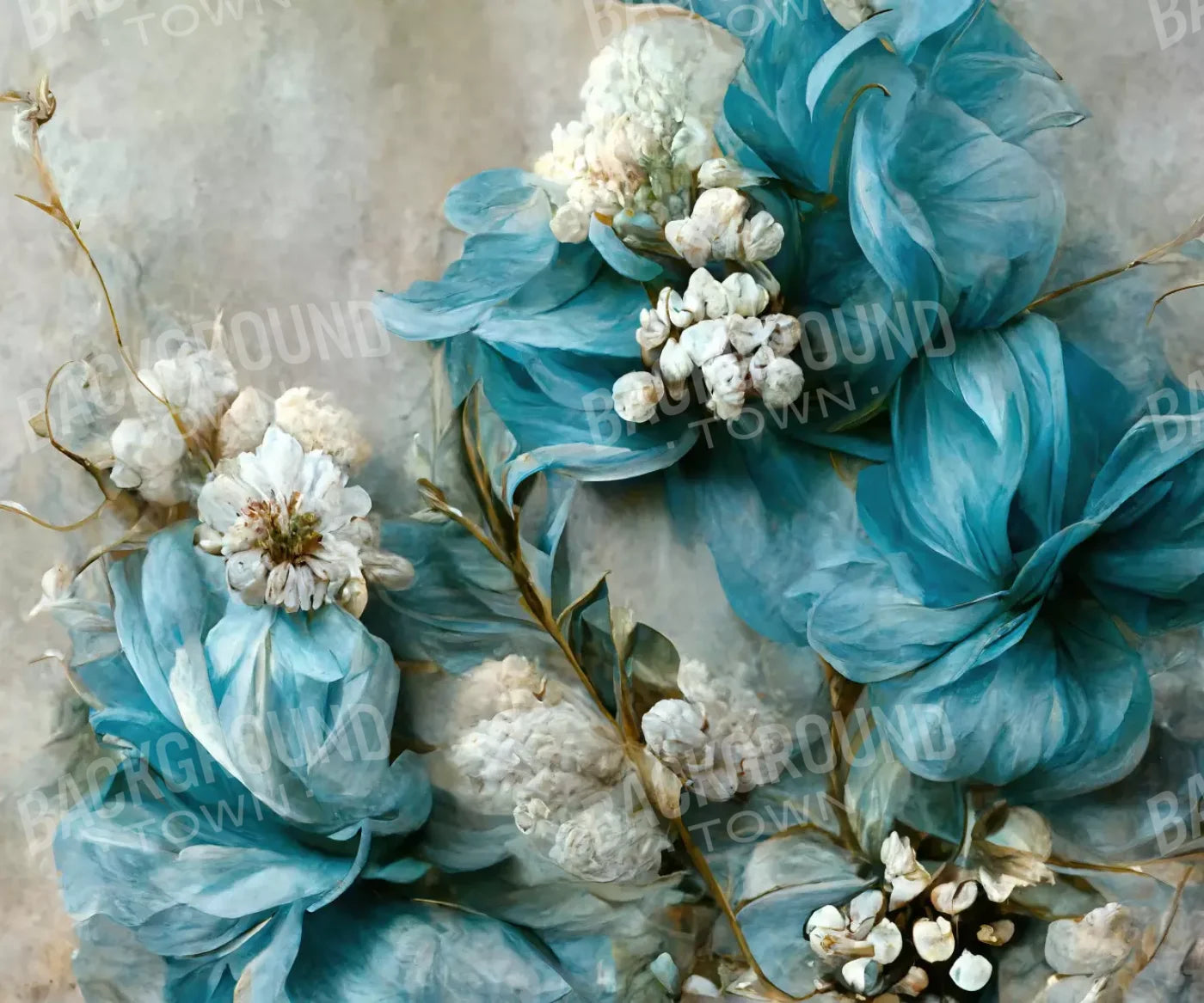 Blue Floral Backdrop for Photography